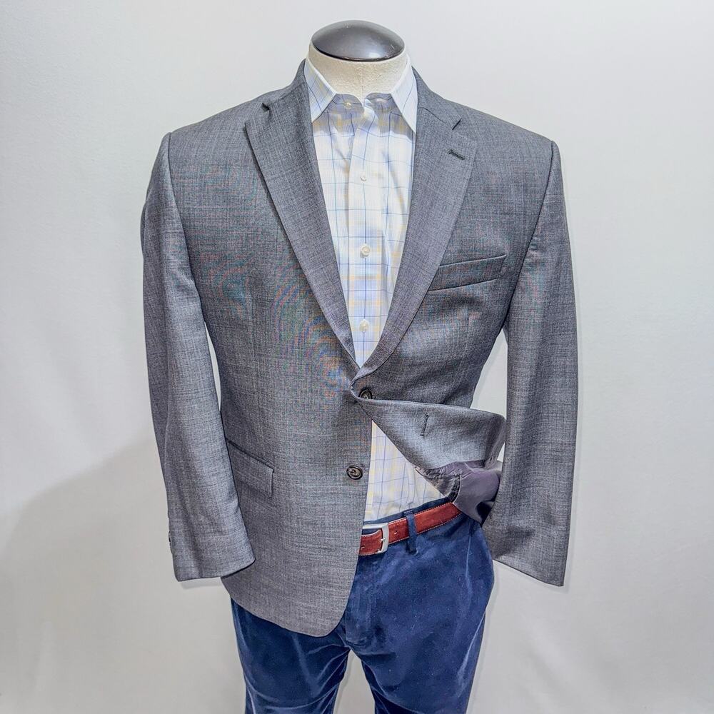 Lauren Ralph Lauren Mens 42S Blazer Jacket Gray Sharkskin 2 Button Short